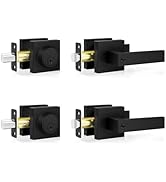 Estmoon Front Door Lock Set Exterior Door Handle, Keyed Alike Matte Black Door Locks for Front Do...