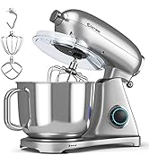 COSTWAY 7 Quart Stand Mixer, 800W 6-Speed Electric Tilt-Head Food Mixer, with Dough Hook, Whisk &amp;...