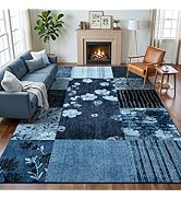 FALARK Modern Area Rugs for Living Room, 5x7 Feet Geometric Patchwork Rug, Washable Non-Slip Indo...