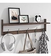 VERTORGAN Coat Wall Hooks with Shelf, Wood Coat Rack, Wall-Mounted, 25.6 Inch Entryway Shelf with...
