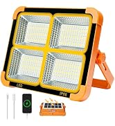 LED Solar Work Light with Magnetic, 5 Lighting Modes, IP66 Waterproof, Long Runtime, Portable Rec...