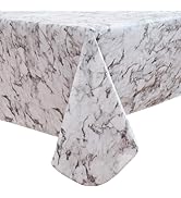 Heavy Duty Vinyl Tablecloth with Flannel Backing Waterproof Oil-Proof PVC Table Cloth Stain-Resis...
