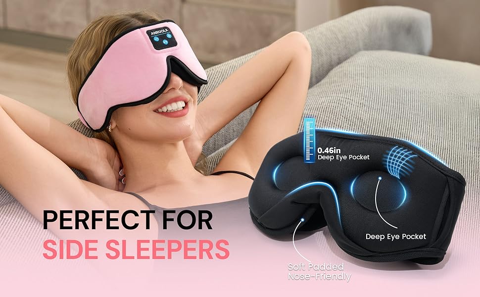 sleeping headphones, noise cancelling sleep mask, wireless sleep mask, sleep headband