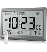 Wall Clock Atomic with Indoor Outdoor Temperature Battery Powered, Easy Reading with 10.5 Inch La...