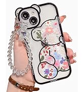 IAIYOXI for iPhone 16 Pro Max Case with Cute Flowers Bear Pattern, Camera Protector, Clear Phone ...