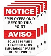 Anobell 4PC Employees Only Beyond This Point Sign Bilingual Signs 10 x 7 Inches Reflective Alumin...