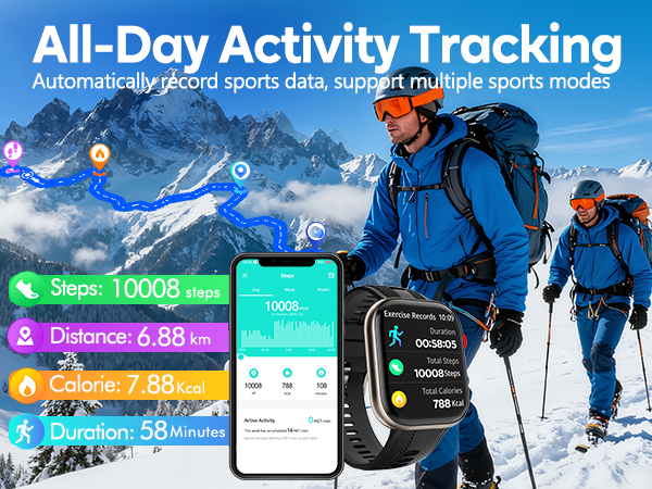 All-Day Activity Tracking Automatically record sports data support multiple sports modes