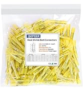 100 Pcs Yellow Heat Shrink Butt Connectors, 12-10 AWG Waterproof Crimp Terminals Electrical Wire ...