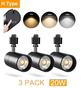 VANoopee 3-Color in 1 20W H Track Lighting Heads Dimmable Flicker Free Bright LED Track Lighting ...