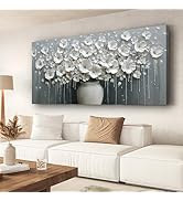 White Floral Vase Picture Print Canvas Wall Art Living Room Dining Room Office Study Bedroom Wall...