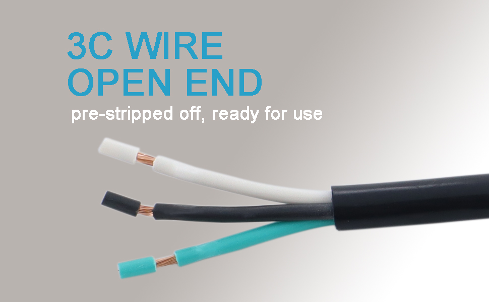 12/3 power cord 20 amp extension power cord stripped off wire end for refrigerator heater drill cord