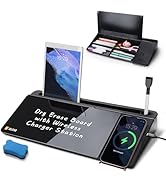 SELEAD Desktop Glass Whiteboard with Wireless Charger Station, Dry Erase Board Computer Pad Keybo...