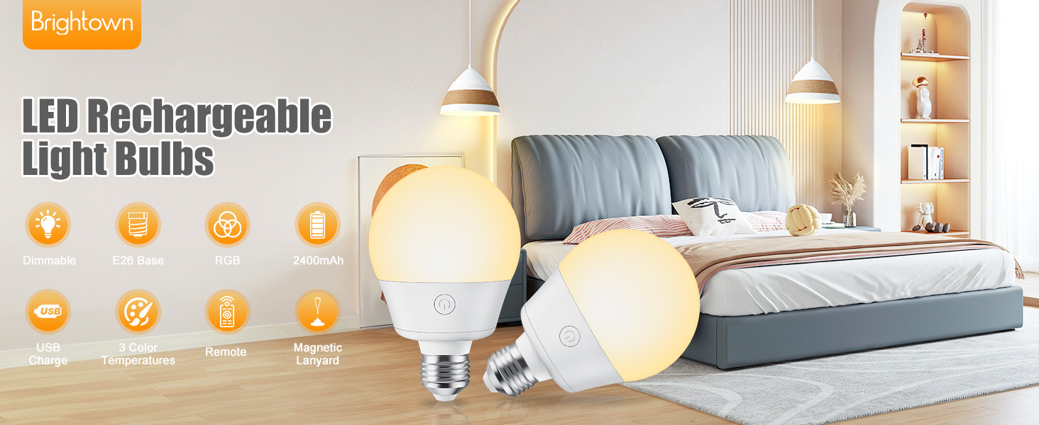 Brightown E26 Rechargeable Bulb 