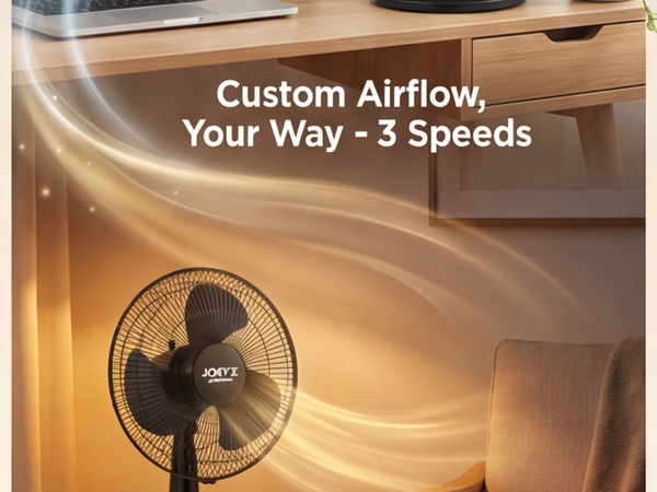 Sturdy weighted base table fan with protective safety grill