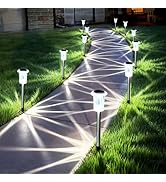 Gorrzai Solar Pathway Lights 10 Pack Christmas Solar Lights Outdoor Waterproof 6000K Cold White Y...