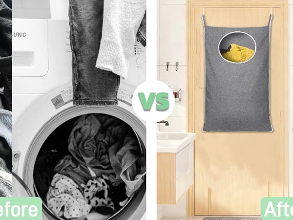 KEEPJOY Hanging Laundry Hamper Bag-grey