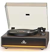 Vinyl Record Player Built in HiFi Stereo Speakers BT Wireless Input Belt Drive Iron Platter Turnt...