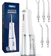 Onlyone Water Dental Flosser, 300ML Portable Oral Irrigator for Teeth, 4 Modes and 5 Jet Tips,Rec...