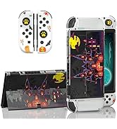 Switch OLED Case, Switch OLED Halloween Decoration Case with 2 Cat Paw Thumb Grip Caps and 1 Swit...