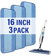 16.5 inch Mop Pads Refills, 3 Pack Microfiber Reusable Replacement Mop Pads Flat Replacements Hea...