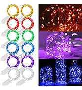 WATERGLIDE 12 Pack Fairy Lights Battery Operated (Included), 6.5ft 20 LED Mini String Lights, Wat...