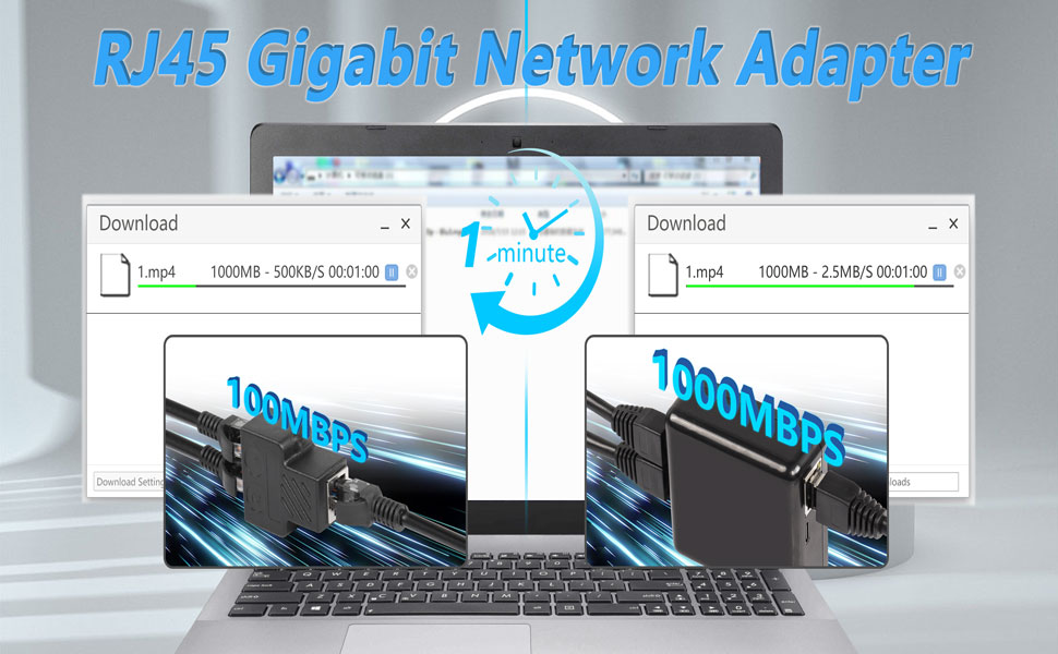 RJ45 Network Splitter Adapter Gigabit