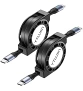 Retractable USB C Cable 100W, [2Pack 4Ft] LED USB C to USB C Cable 5A Fast Charging Cable,Type C ...