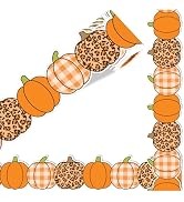 AnyDesign 32.8 Ft Fall Bulletin Board Border Trim Border Autumn Orange Leopard Print Plaid Pumpki...