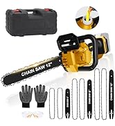 3-IN-1 Cordless Chainsaw for Dewalt 20V Max Battery, 12-Inch/ 8-Inch/ 6-Inch 1000W Brushless Port...