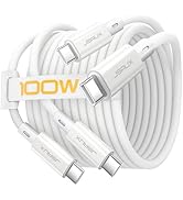JSAUX 100W USB C to USB C Cable [2-Pack 6.6FT], Type C Fast Charging Cable Compatible with iPhone...