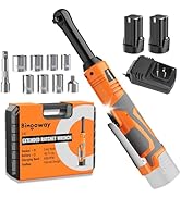 Bingoway 3/8" Extended Electric Ratchet Wrench Set, 45ft-lbs Cordless Long Neck Power Ratchet Wre...