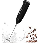 SIMPLETaste Milk Frother Handheld Battery Operated Electric Foam Maker, Black Drink Mixer with St...