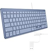 OMOTON Wired Keyboard Compatible with Mac, with Dual Interface (USB and Type-C), Numeric Keypad C...