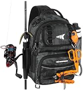 KastKing BaitSpace Fishing Sling Bag, Fishing Backpack with Rod &amp; Beverage Holder, Tackle Bag for...