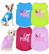 TENGZHI 4 Pack Dog Shirt Vest Soft Lightweight Puppy Tshirt Cute Pink Dog Printed Small Dog Cloth...