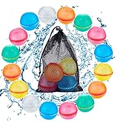 TIZIKCON 16 PCS Reusable Water Balloons for Kids, Pool Beach Toys Summer Water Fun Outdoor Games ...