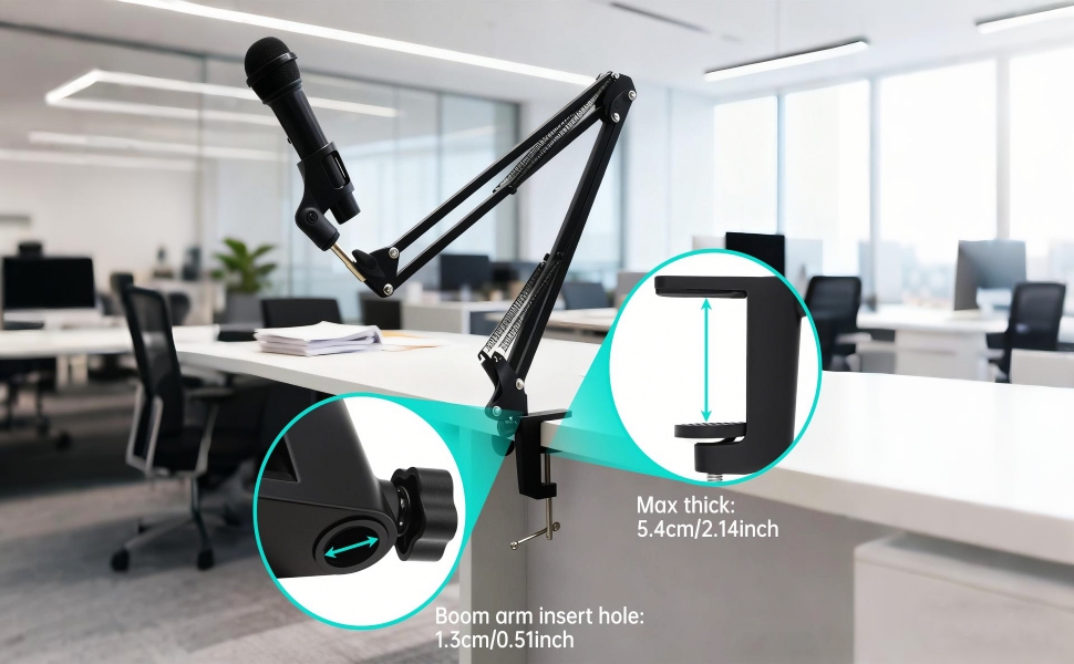 Heavy-Duty Metal Desk Clamp Table Mount Mic Stand