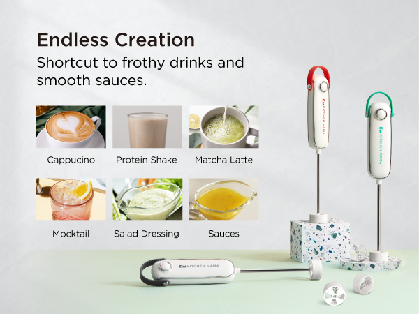 Kitchen Mama SilkWhisk electric whisk milk frother handheld drink mixer