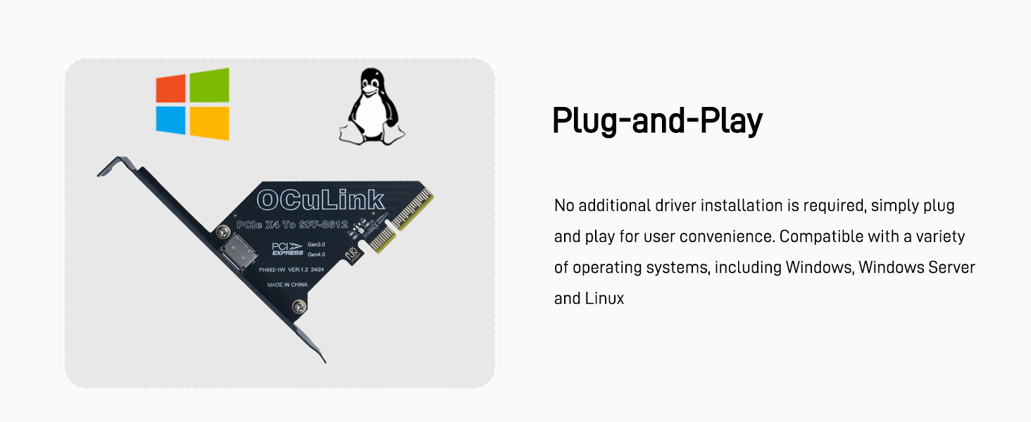 LetLinkSo Gen4 PCIe 4.0 x4 to Oculink SFF-8612 External SFF-8611 Adapter Card for NVMe