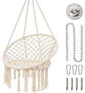 Garpans Hammock Chair Macrame Swing with Hardware Kit for Ceiling Hammock Swing Chair with Hangin...