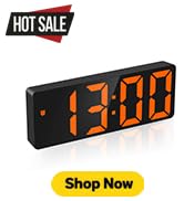 AMIR Digital Alarm Clock Large Display, LED Alarm for Bedroom, USB/Battery Powered Bedside Alarm ...