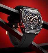 OLEVS Watches Men Chronograph Waterproof Rectangle Face Moon Phase Watches for Men Luminous Quart...