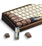 OHY XVX MOA Profile Japanese Fuji Mountain Theme PBT Keycaps Set, 140-Key Coffee & Cream Custom K...