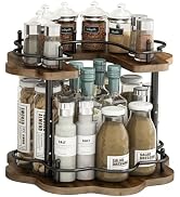 LIAISIMI 2 Tier Lazy Susan Organizer,2-Tier Spinning Spice Rack with Stable Carousel Base &amp; 4 Hei...