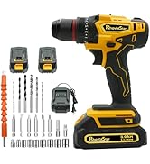RhovixStar Cordless Drill Set with Battery and Charger, Power Drill Tool Set 20v, 1/2-Inch Keyles...