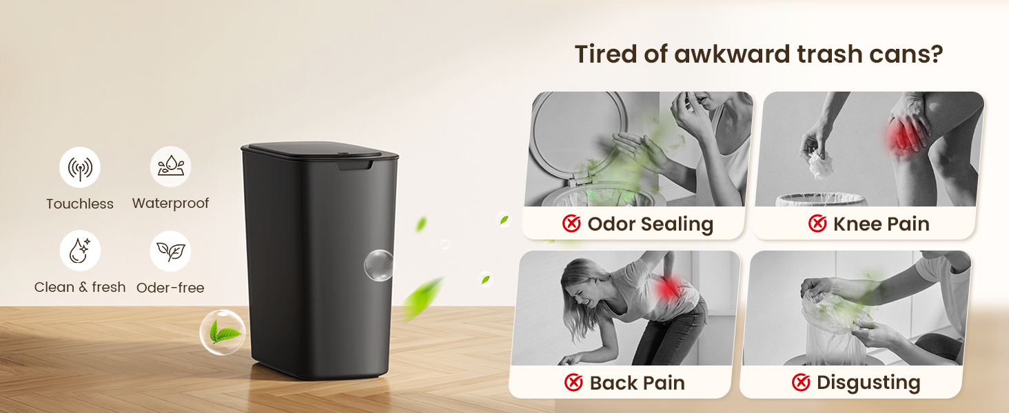 Automatic Motion Sensor Bathroom Trash Can with Lid