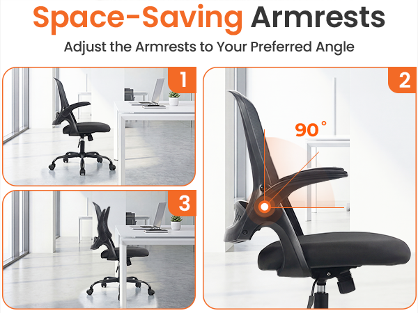 Space-Saving Chair with Flip-Up Armrests