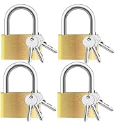 Faburo 4pcs Solid Brass Keyed Padlocks with Keys 12, Small Padlocks with Same Key, Pad Lock with ...