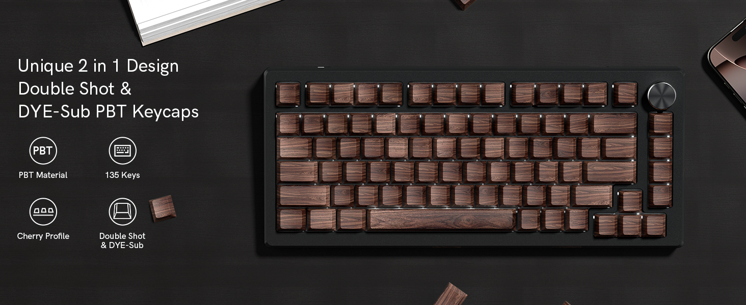 wood pbt keycaps set
