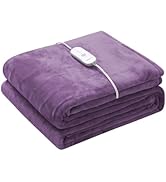 Wapaneus Electric Blanket 62”x84” Flannel Heated Blanket Twin Size with 5 Heating Settings 10 Hou...
